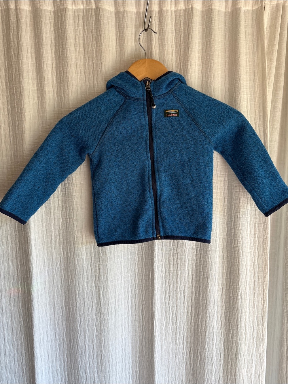 LL Bean Kids' Blue Hooded Full-Zip Fleece Jacket - 3T - Picture 4 of 5